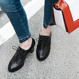 MIOKE Women's Lace Up Wingtip Pump Oxfords Brogues